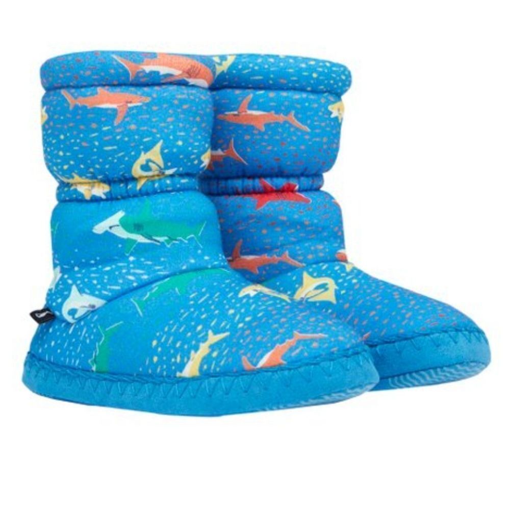 Joules Blue Rainbow Shark Padabout toddler Slipper Boot socks size 11 12 small